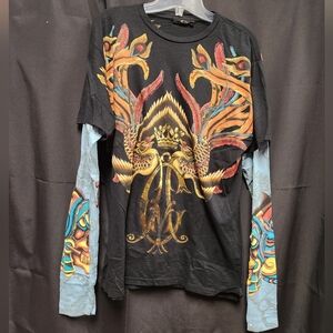 Christian Audigier XL longsleeve cotton topwith graphic printing